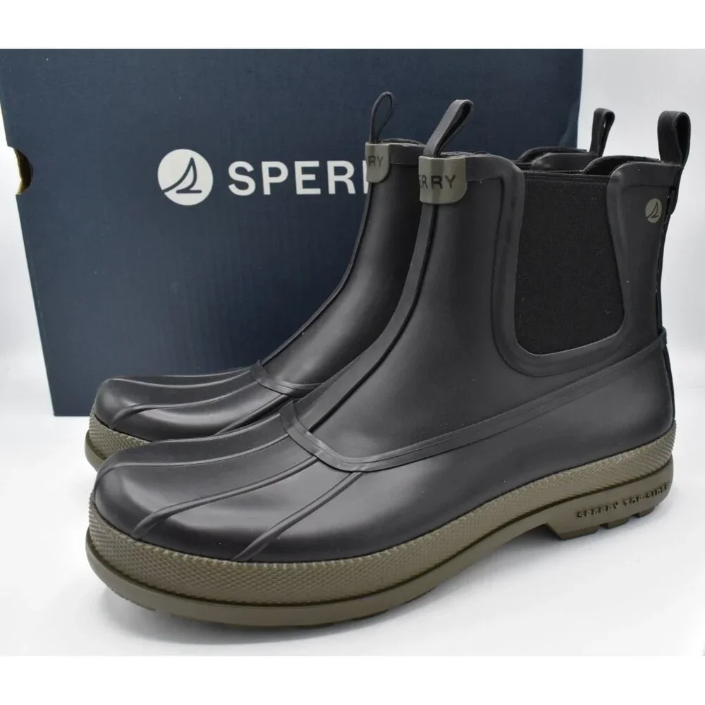 Sperry Mens Size 10 Cold Bay Black Waterproof Chelsea Rain Boots Shoes